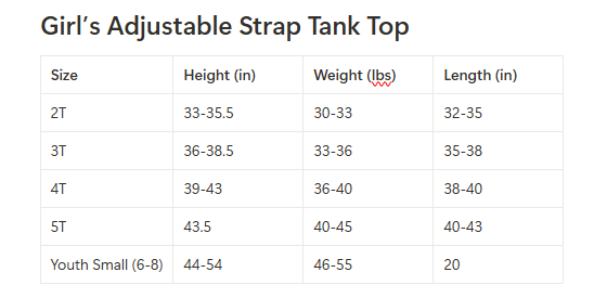Girl's adjustable strap tank top