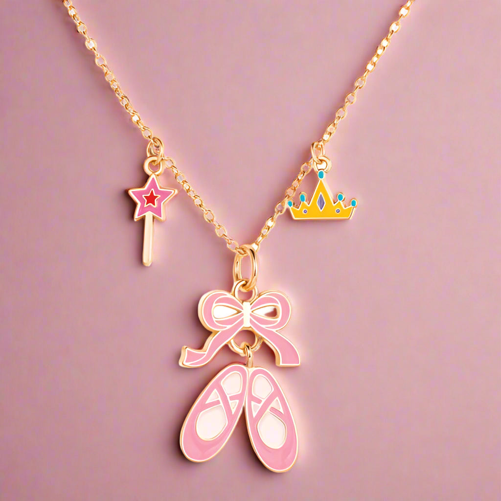 Little Girl's Charm Necklace-Ballet Shoes