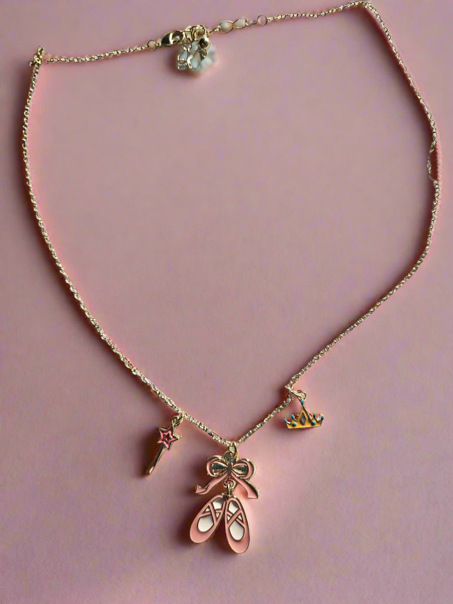 Little Girl's Charm Necklace-Ballet Shoes