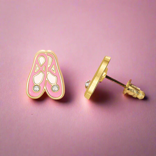 Little girl's ballet slippers cutie stud earrings
