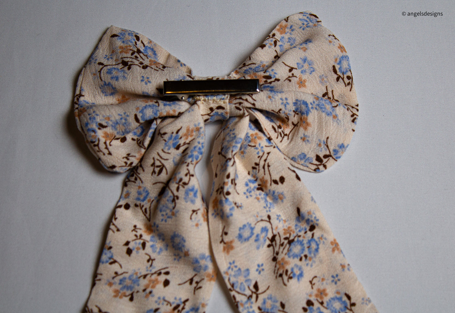 Floral print hair bows with tails