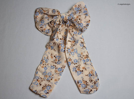 Floral print hair bows with tails