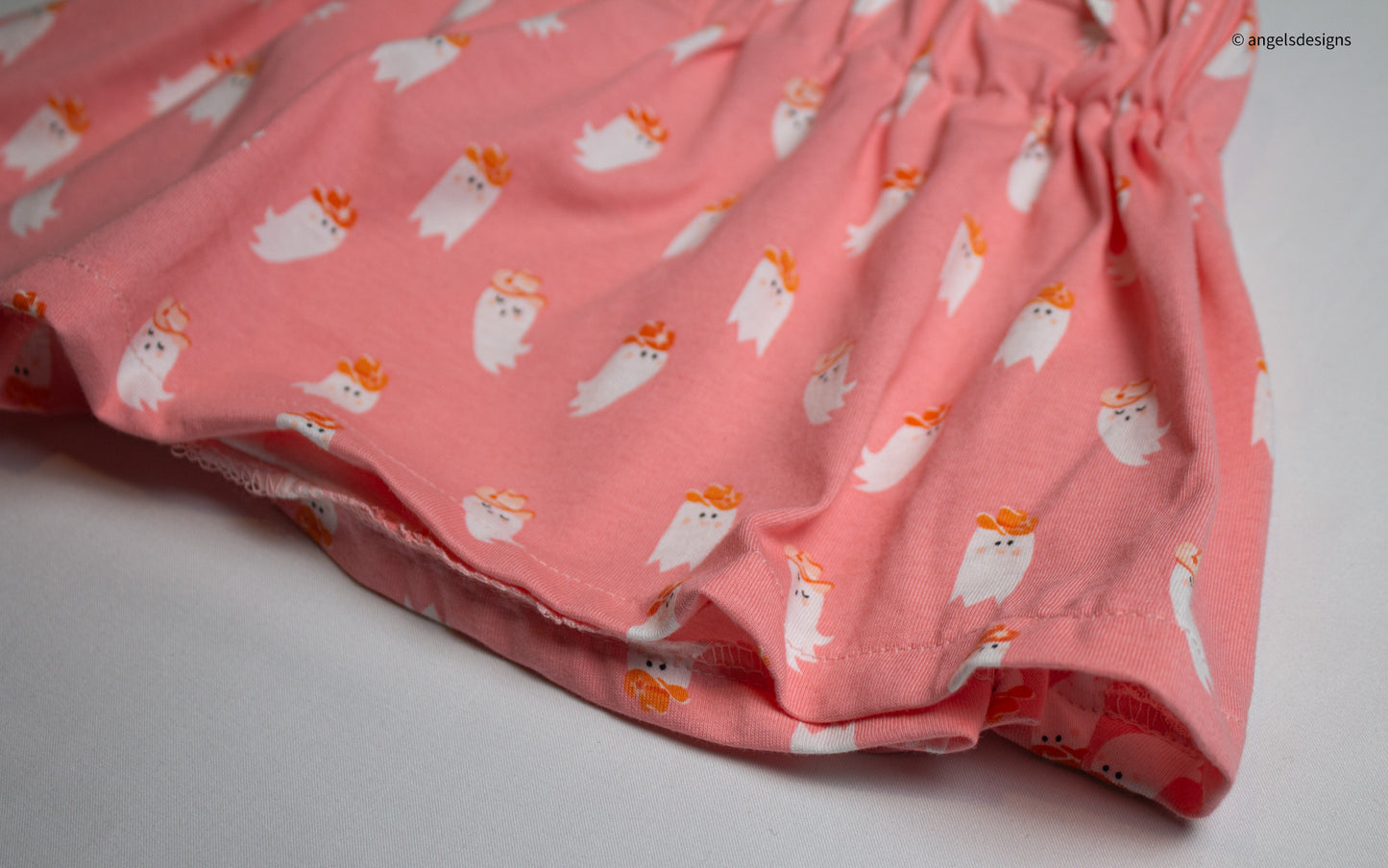 Warm Pink Cowboy Ghost girl's elastic skirt