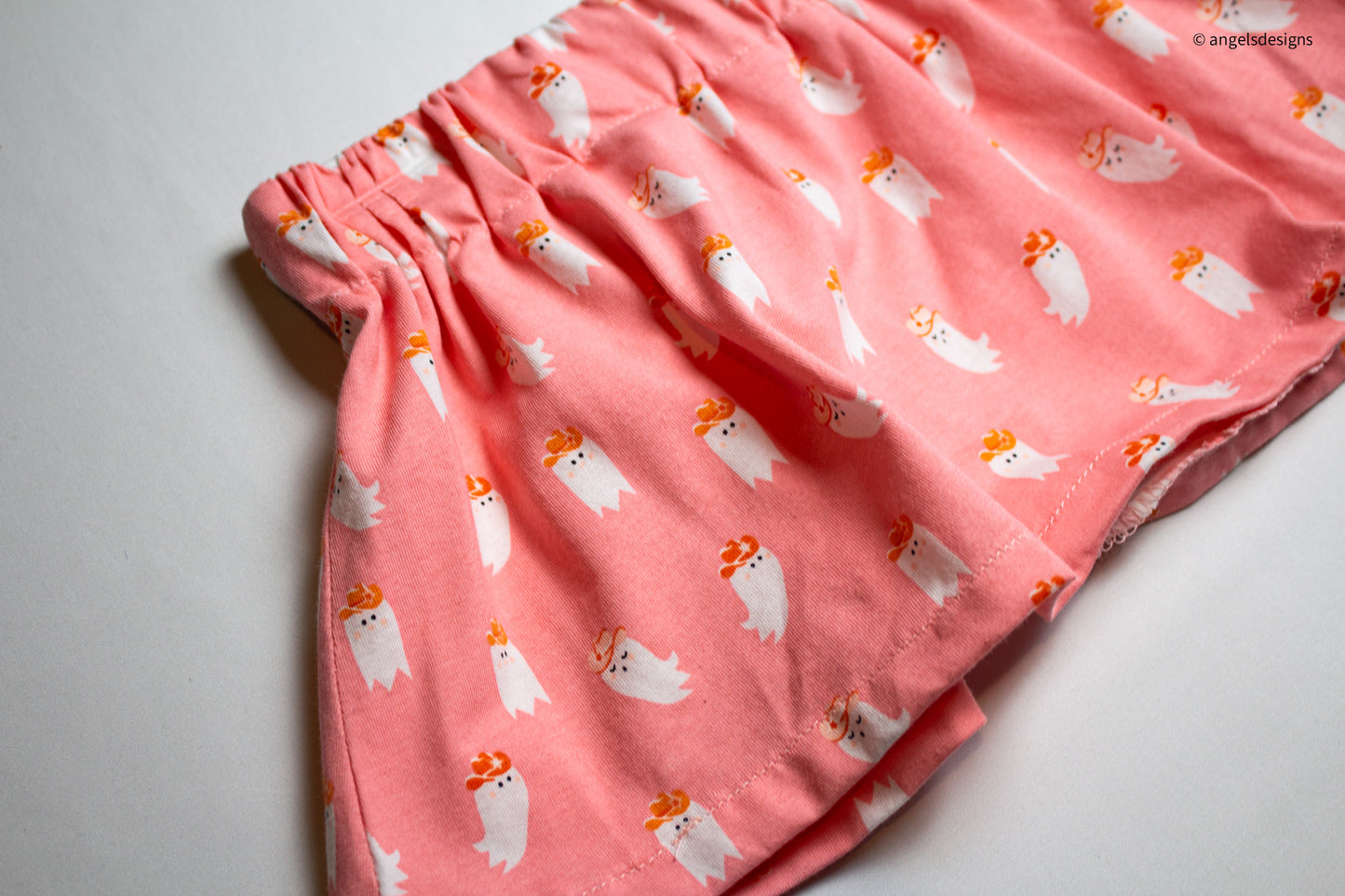 Warm Pink Cowboy Ghost girl's elastic skirt