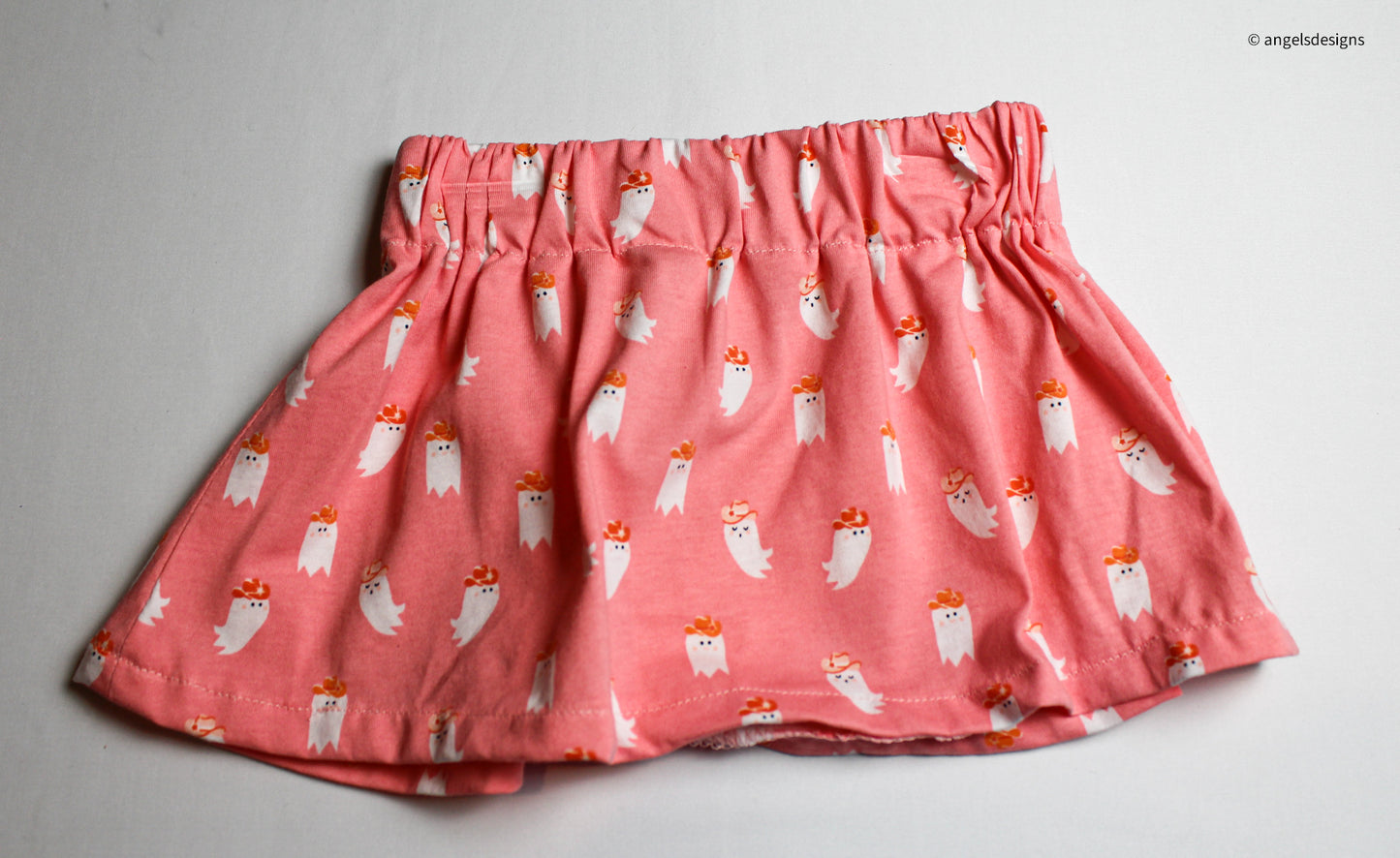 Warm Pink Cowboy Ghost girl's elastic skirt