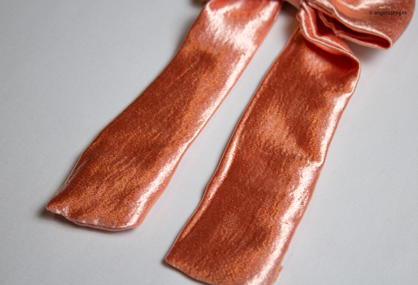 Pink Satin hair bow with tails