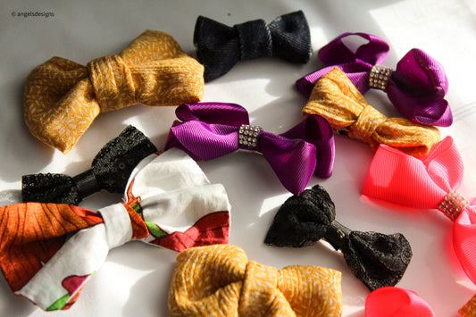 Pigtail Fabric and Ribbon hair bows