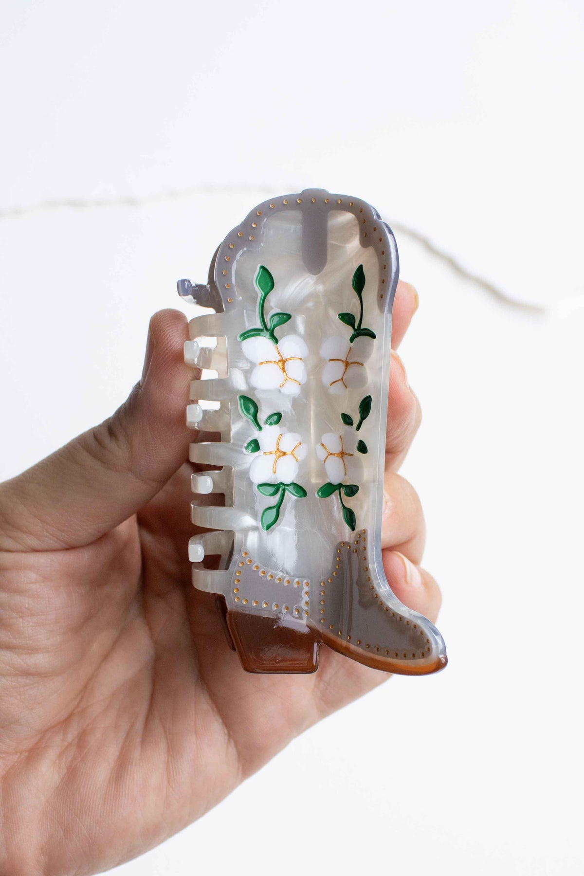 Magnolia Blossoms Western Boots Claw Clip