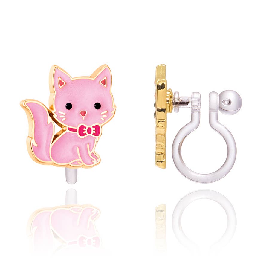 CLIP ON Cutie Earrings | Pink Kitty
