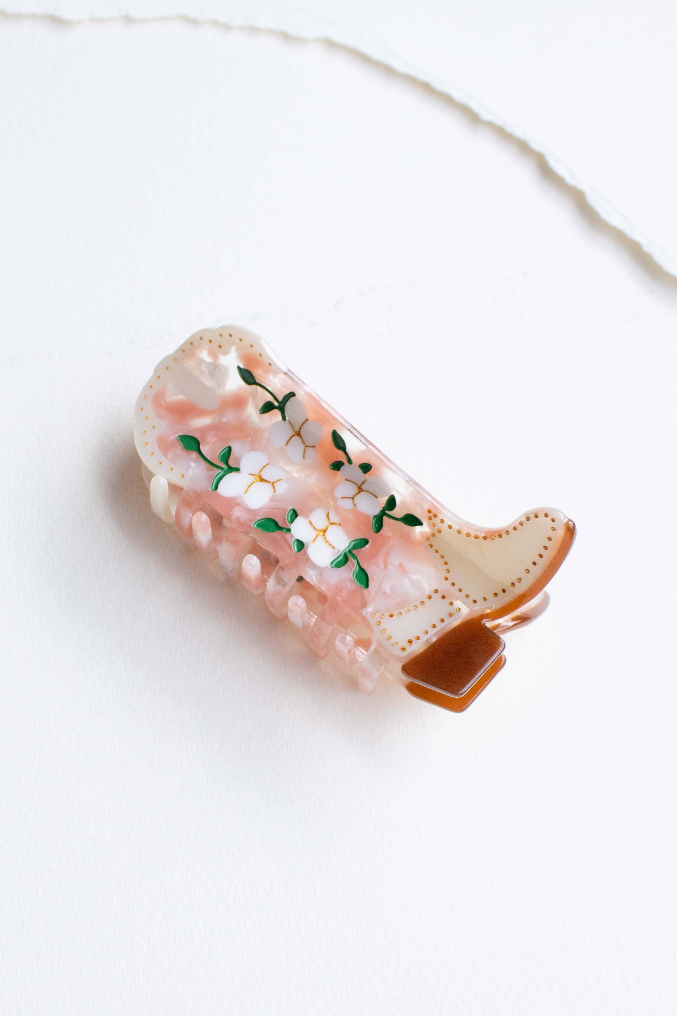 Magnolia Blossoms Western Boots Claw Clip