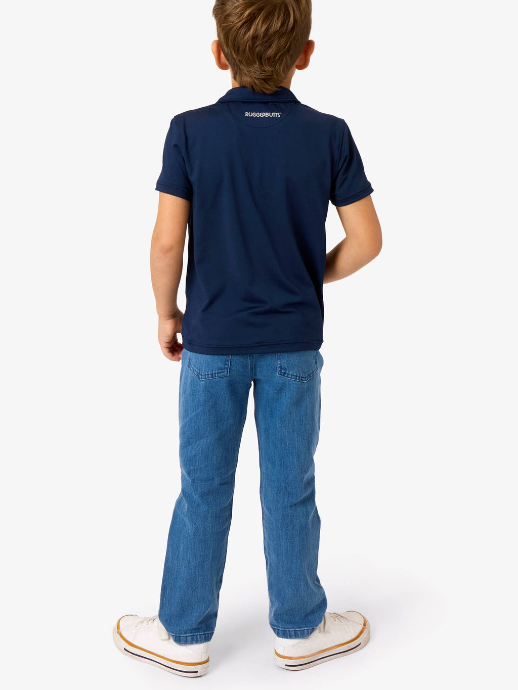Boys Medium Wash Stretch Denim Straight Jeans