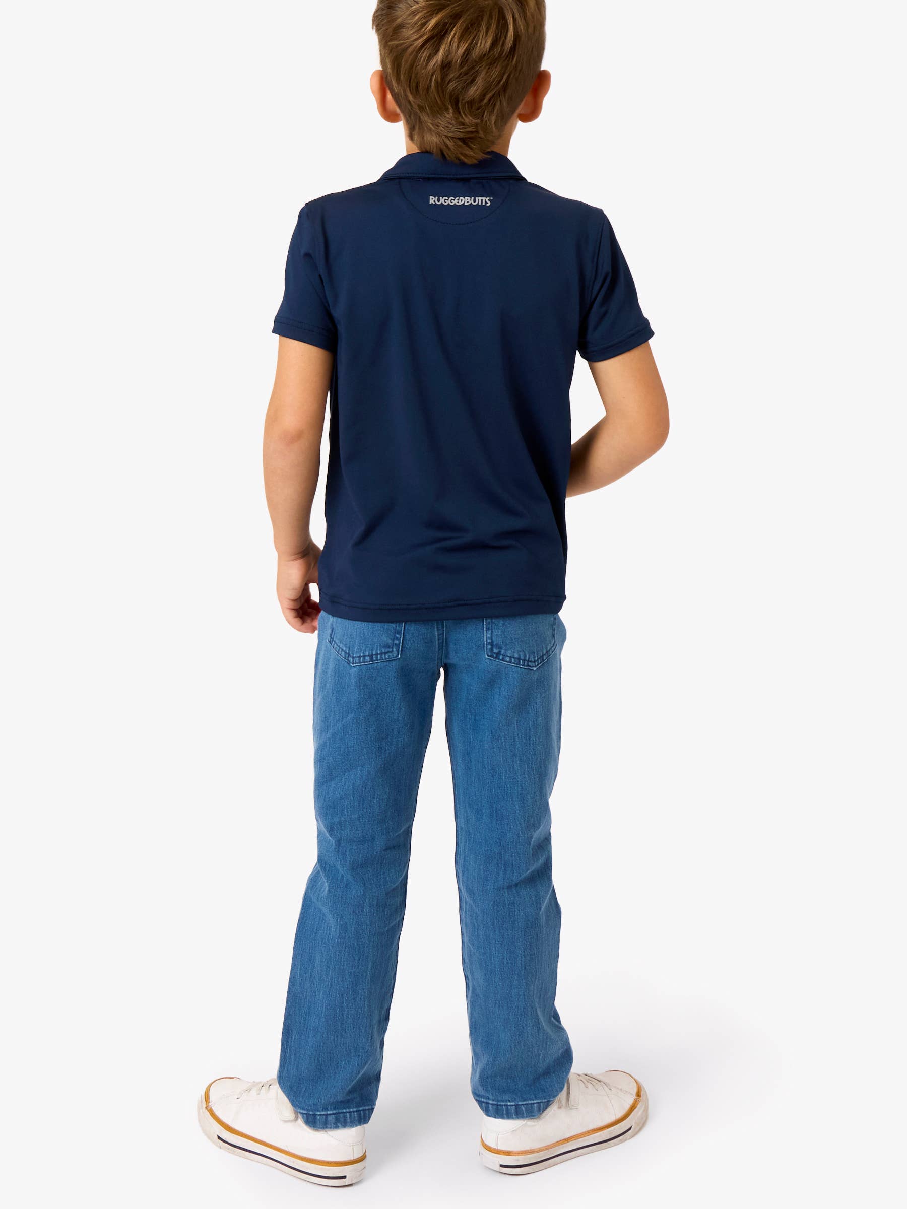 Boys Medium Wash Stretch Denim Straight Jeans