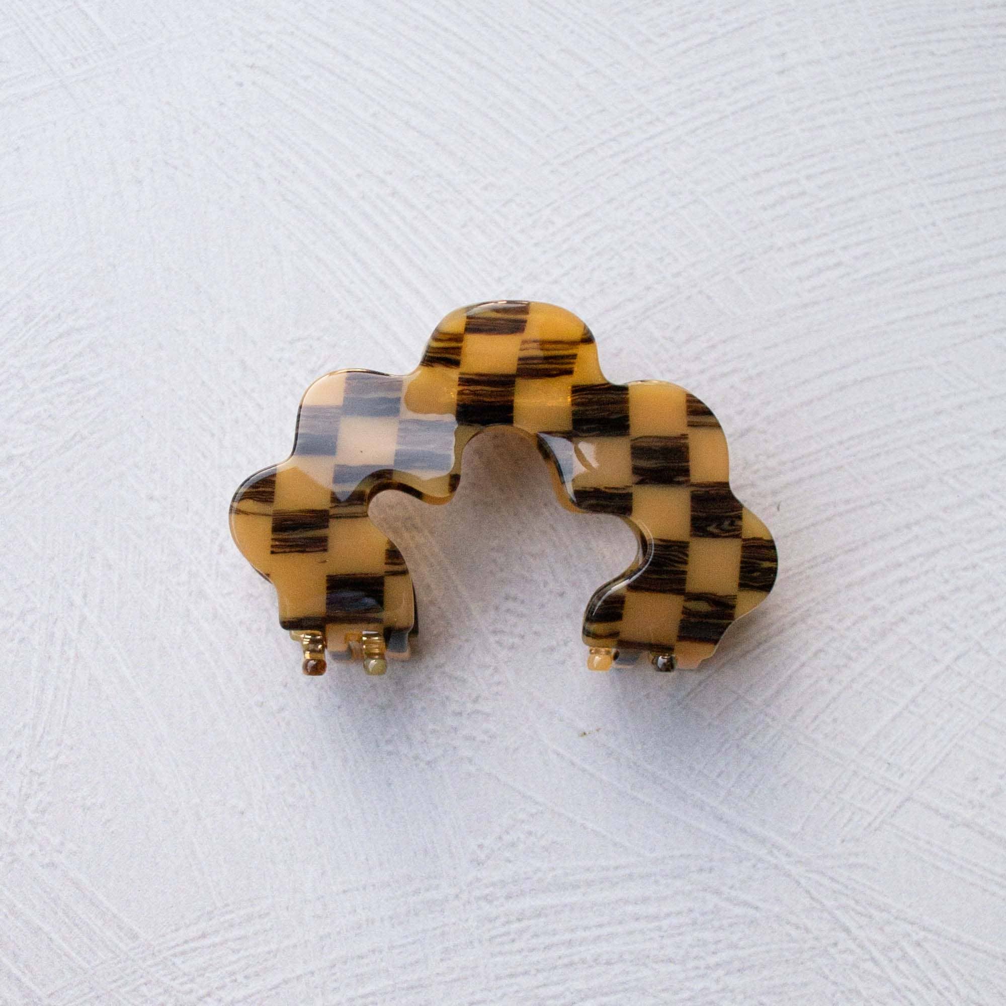 Eco Wave Cloud Checkerboard Pattern Hair Claw Clip