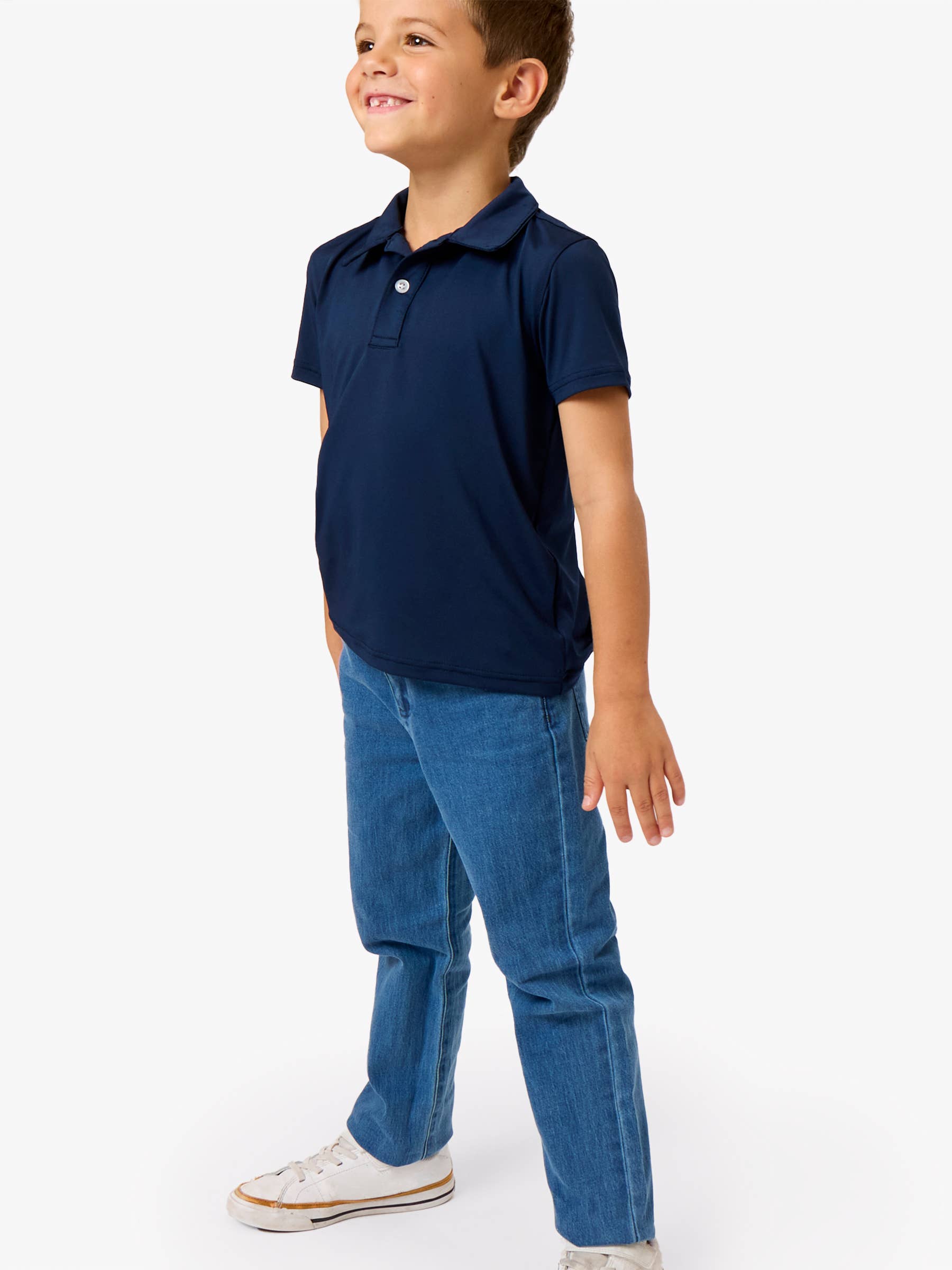 Boys Medium Wash Stretch Denim Straight Jeans