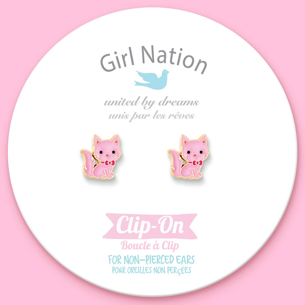 CLIP ON Cutie Earrings | Pink Kitty