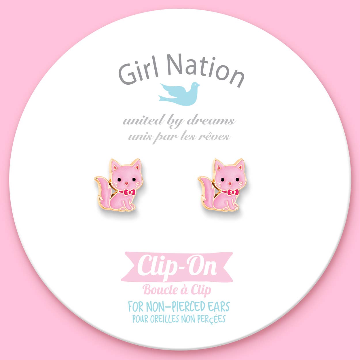 CLIP ON Cutie Earrings | Pink Kitty