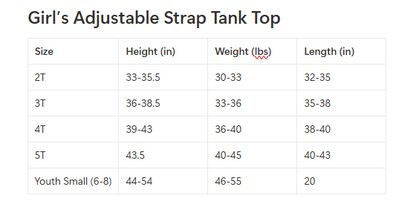 Girl's adjustable strap tank top