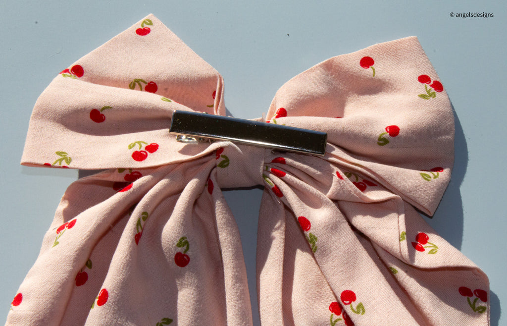 Little Girl's Hair Bow with tails | Made from leftover fabric scraps