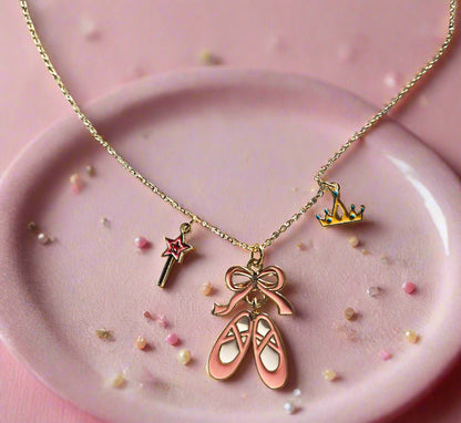 Little Girl's Charm Necklace-Ballet Shoes