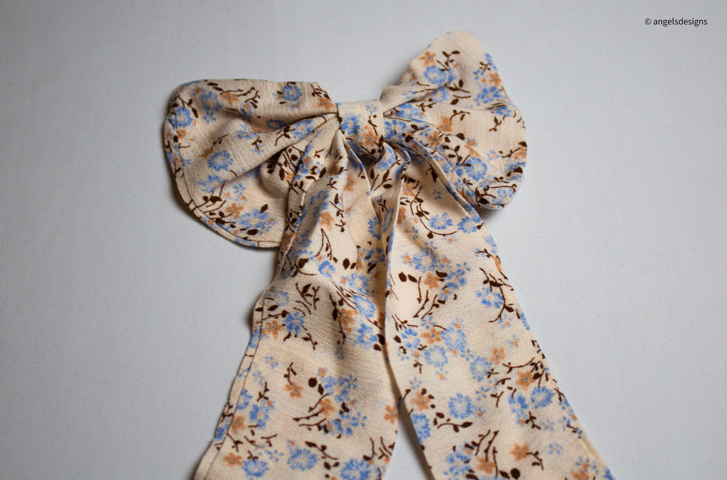 Floral print hair bows with tails
