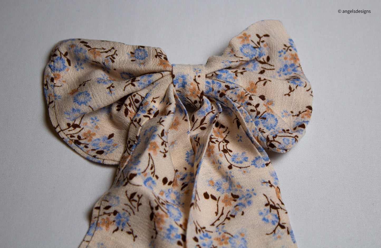 Floral print hair bows with tails