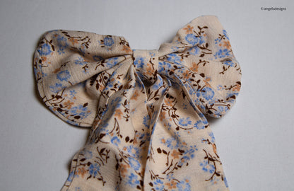Floral print hair bows with tails