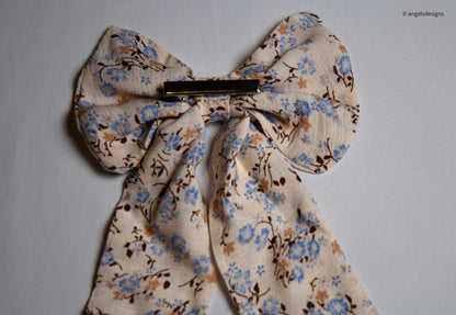 Floral print hair bows with tails
