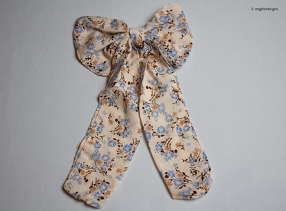 Floral print hair bows with tails