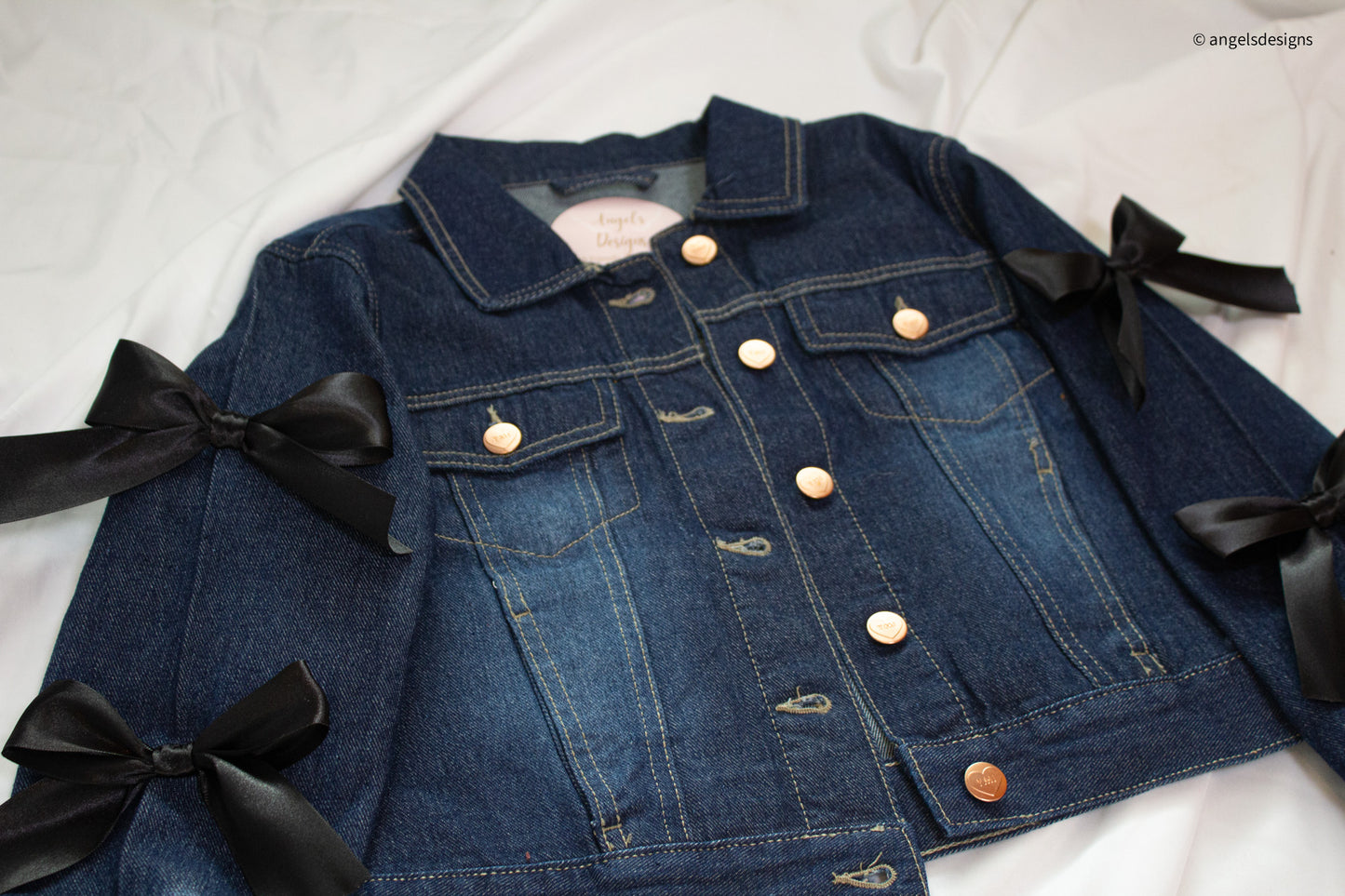 Girl's Oversize Denim Jacket with Bow sleeves