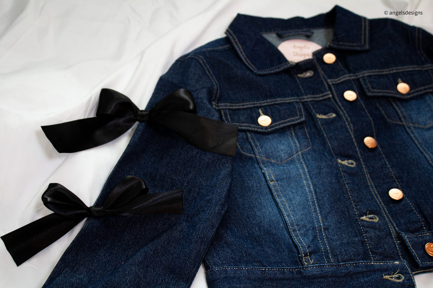 Girl's Oversize Denim Jacket with Bow sleeves