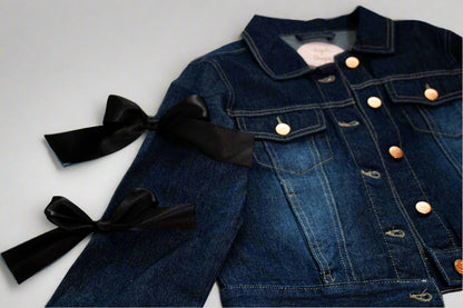 Girl's Oversize Denim Jacket with Bow sleeves