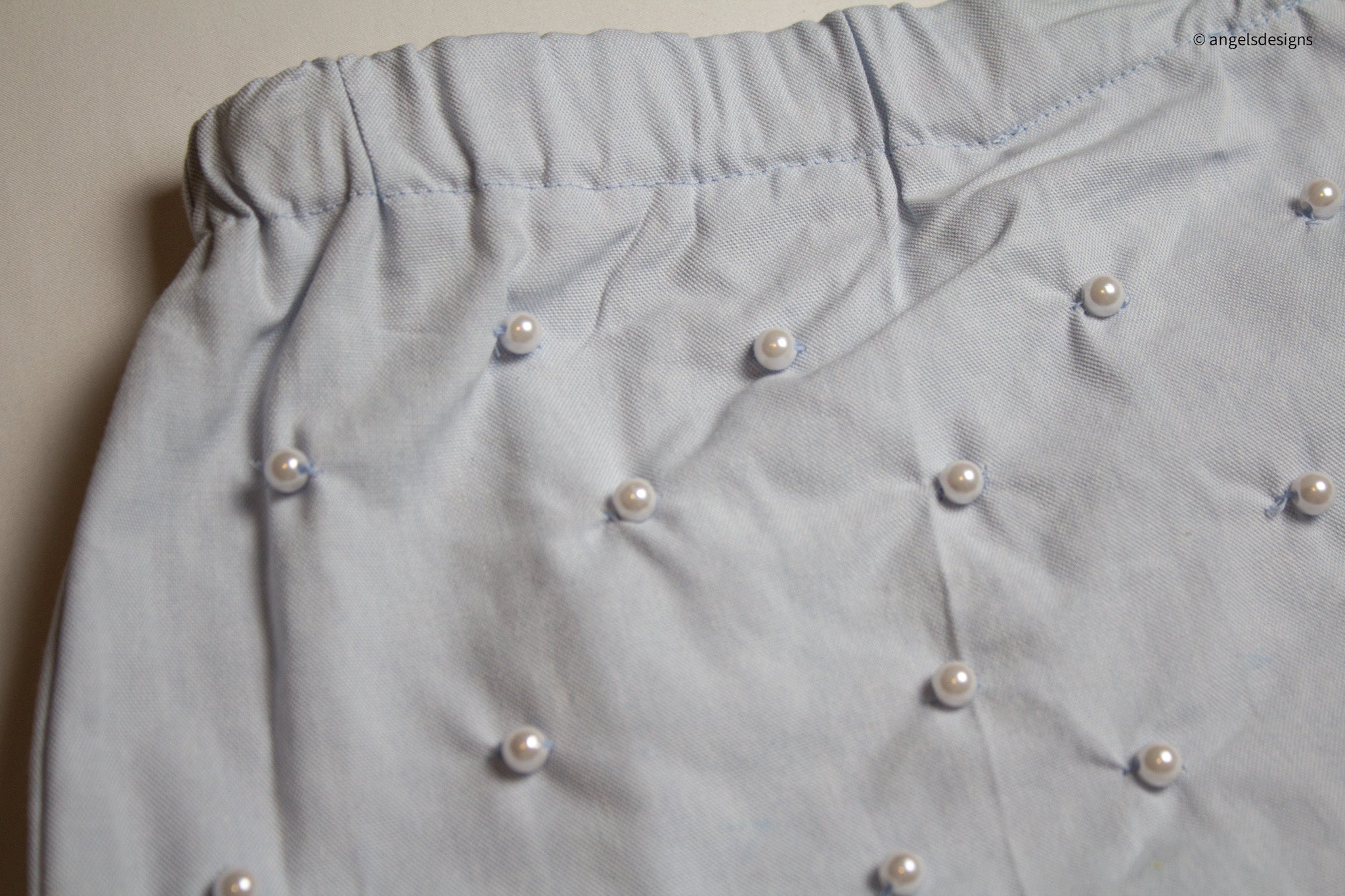Girls Elastic Pastel Blue Pearl Skirt