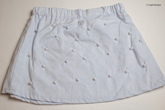 Girls Elastic Pastel Blue Peral Skirt