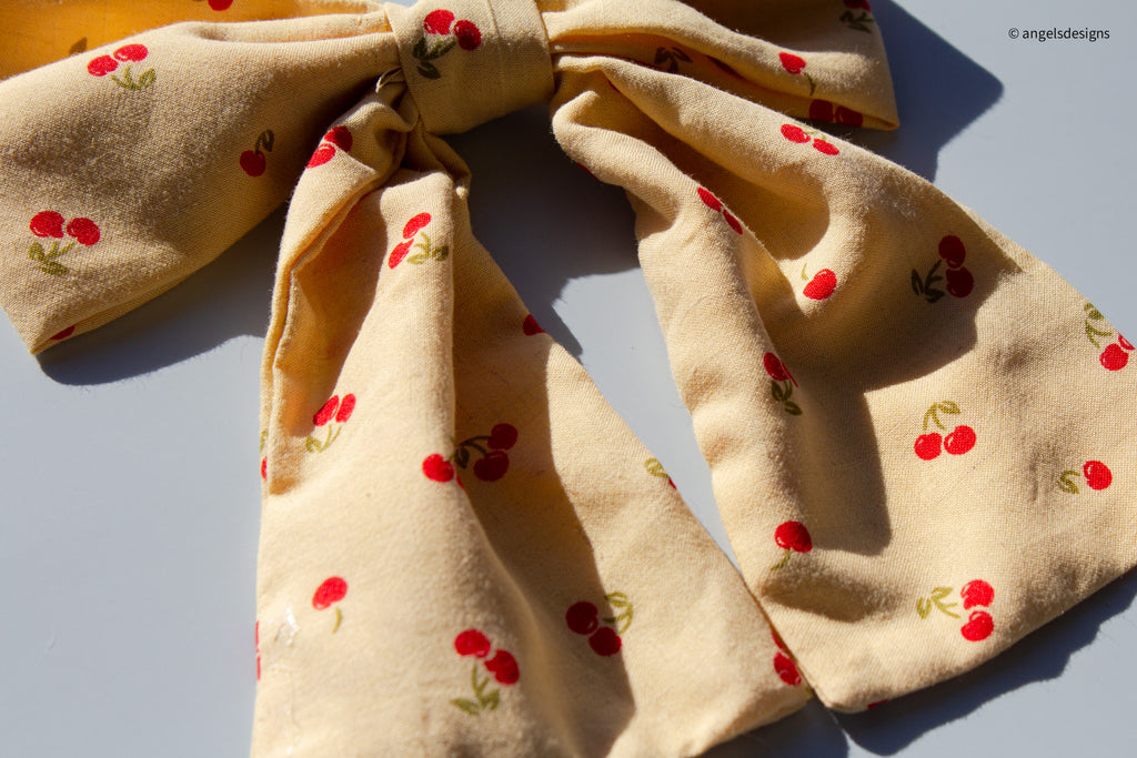 Little Girl's Hair Bow with tails | Made from leftover fabric scraps