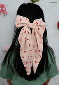 Little Girl's Hair Bow with tails | Made from leftover fabric scraps