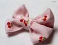 Toddler and Baby Elastic bow hair ties | White and Cherry Print |