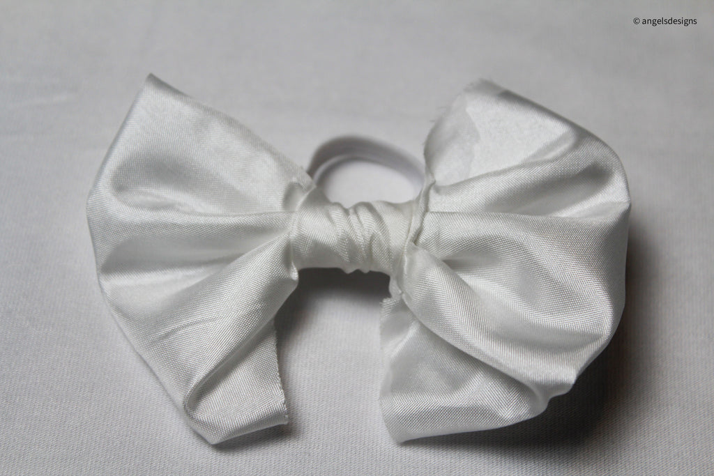 Toddler and Baby Elastic bow hair ties | White and Cherry Print |