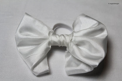 Toddler and Baby Elastic bow hair ties | White and Cherry Print |