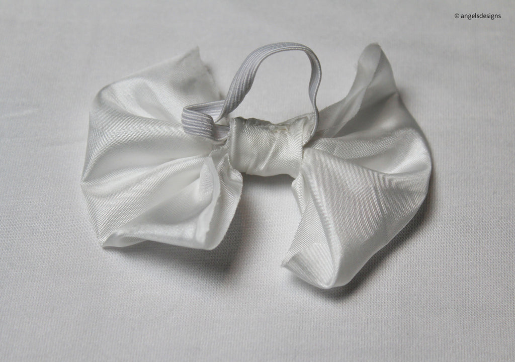 Toddler and Baby Elastic bow hair ties | White and Cherry Print |