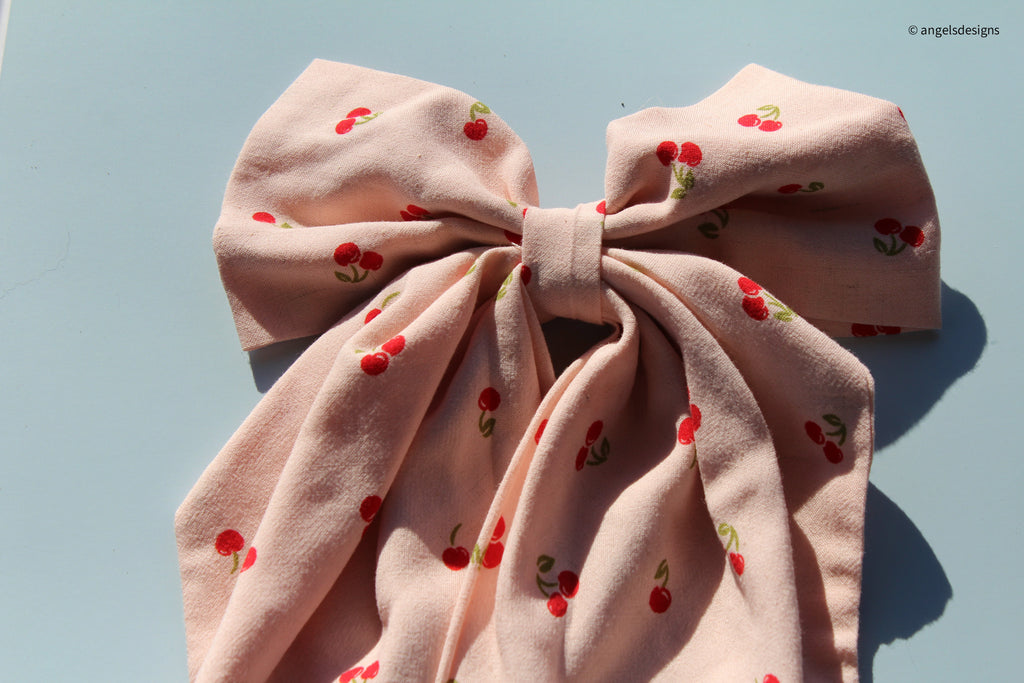 Little Girl's Hair Bow with tails | Made from leftover fabric scraps