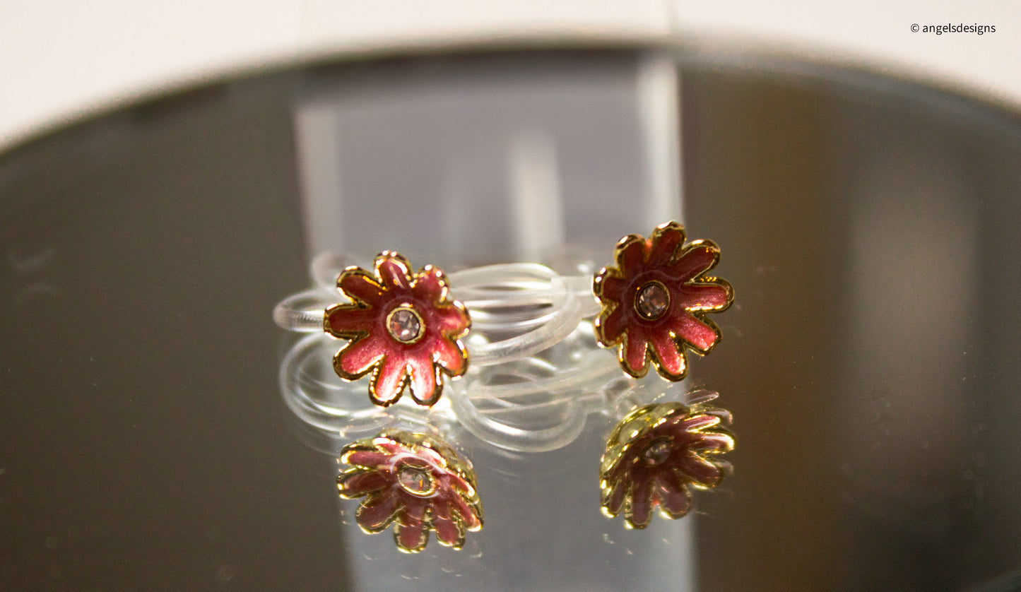 Girl's Pink Daisy Clip on earrings