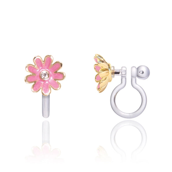 Girl's Pink Daisy Clip on earrings