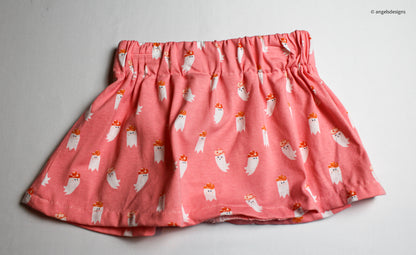 Warm Pink Cowboy Ghost girl's elastic skirt