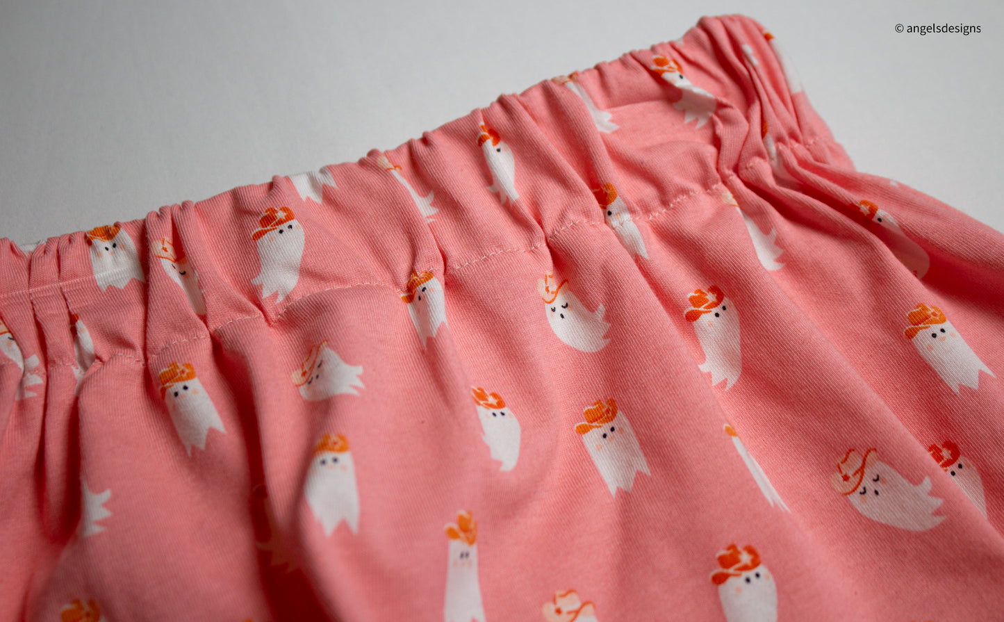 Warm Pink Cowboy Ghost girl's elastic skirt