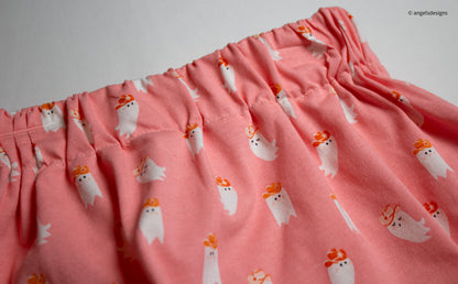 Warm Pink Cowboy Ghost girl's elastic skirt