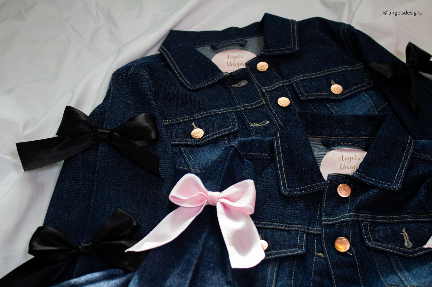 Girl's Oversize Denim Jacket with Bow sleeves