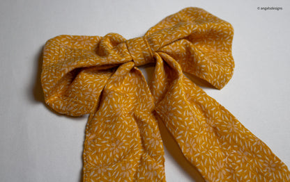 Fall floral print hair bows with tails