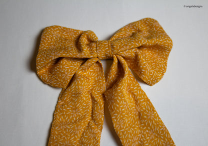 Fall floral print hair bows with tails