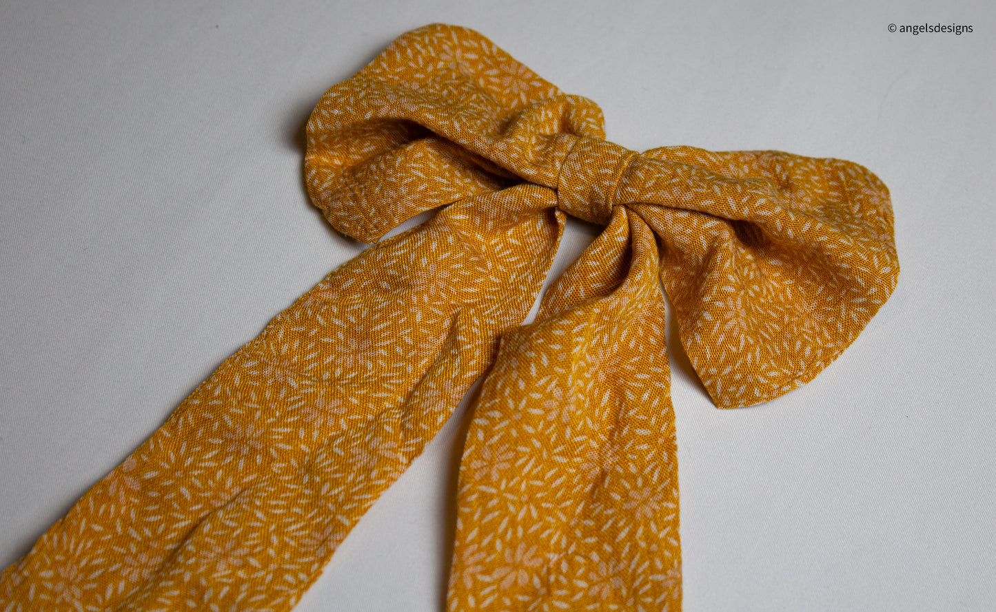 Fall floral print hair bows with tails