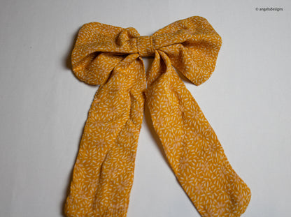 Fall floral print hair bows with tails